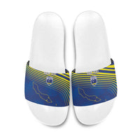 Curacao Football Custom Korsou Blue Wave Slide Sandals Making History - Wonder Print Shop
