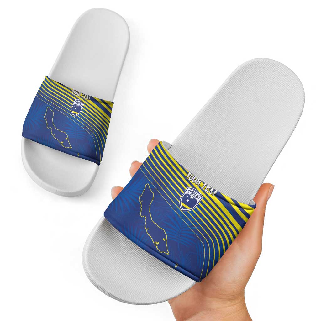 Curacao Football Custom Korsou Blue Wave Slide Sandals Making History - Wonder Print Shop
