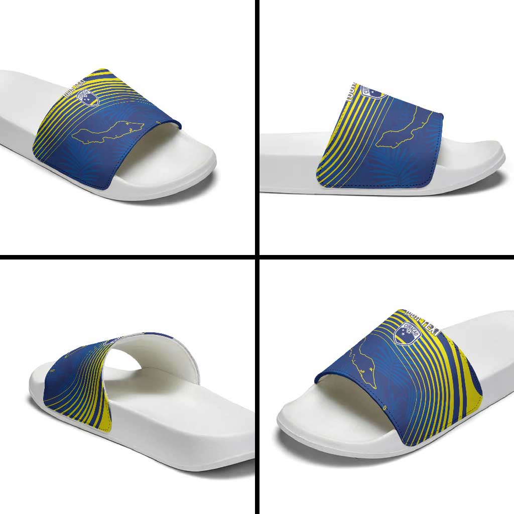 Curacao Football Custom Korsou Blue Wave Slide Sandals Making History - Wonder Print Shop