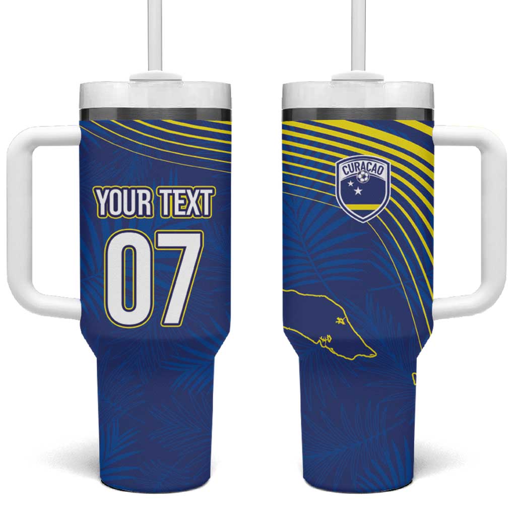 Curacao Football Custom Korsou Blue Wave Tumbler With Handle Making History - Wonder Print Shop