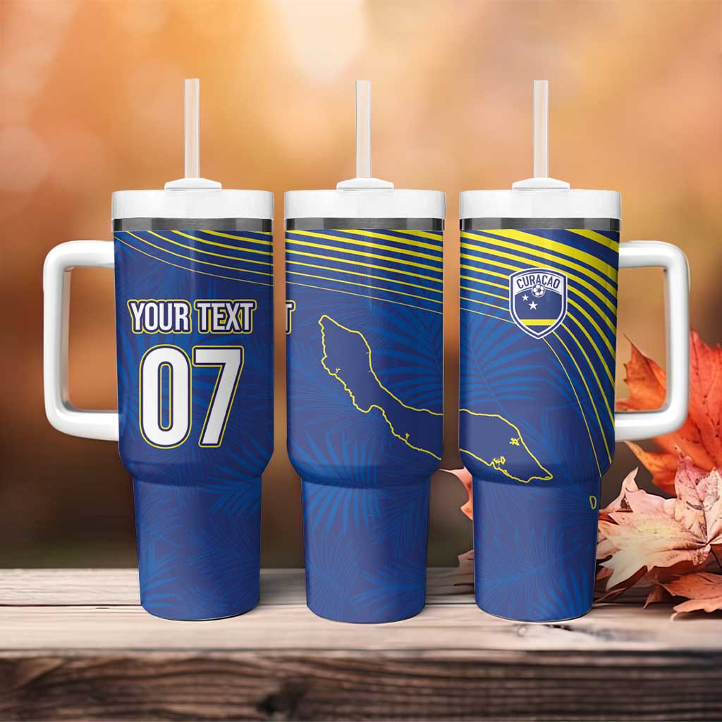 Curacao Football Custom Korsou Blue Wave Tumbler With Handle Making History - Wonder Print Shop