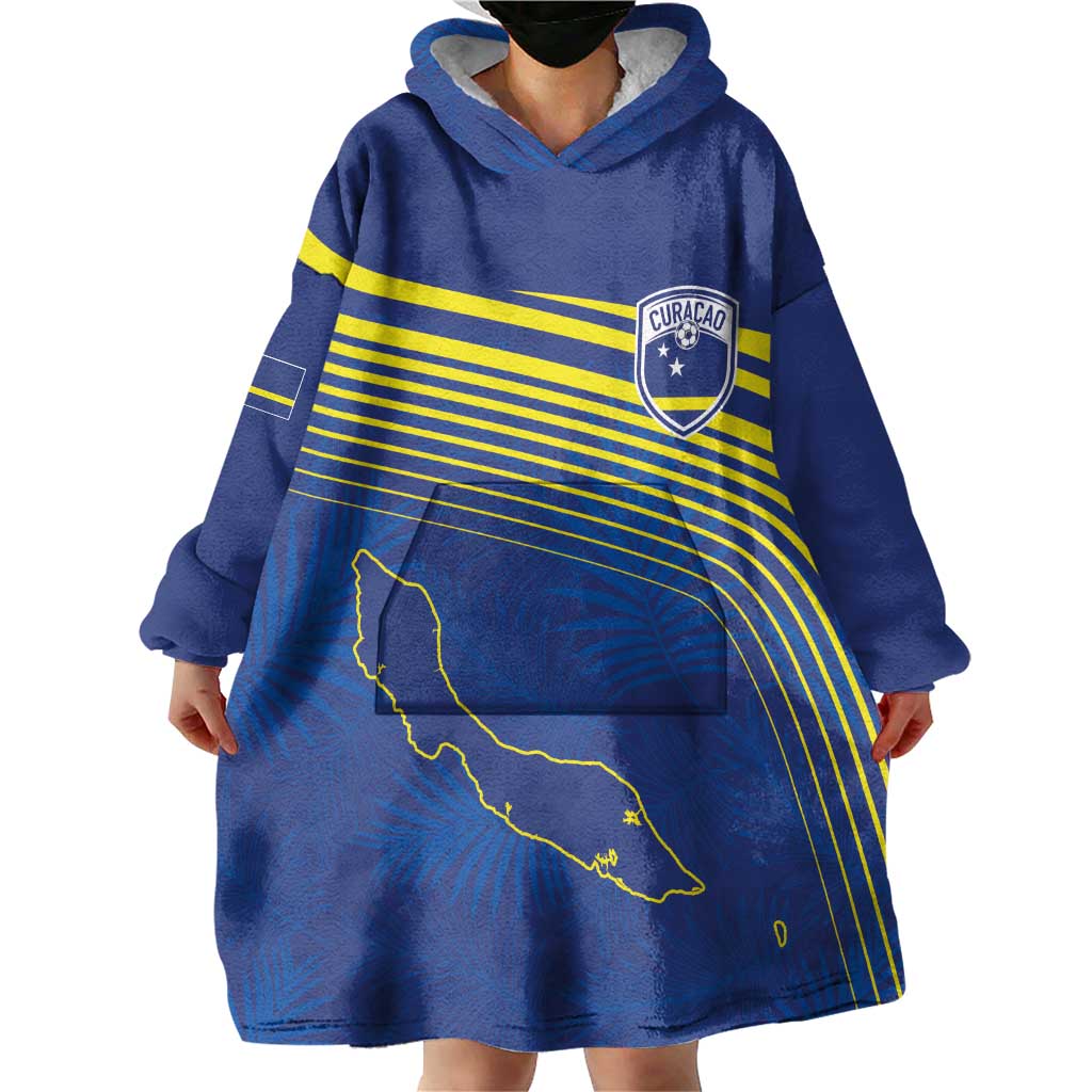 Curacao Football Custom Korsou Blue Wave Wearable Blanket Hoodie Making History - Wonder Print Shop