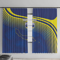Curacao Football Custom Korsou Blue Wave Window Curtain Making History - Wonder Print Shop