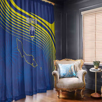 Curacao Football Custom Korsou Blue Wave Window Curtain Making History - Wonder Print Shop