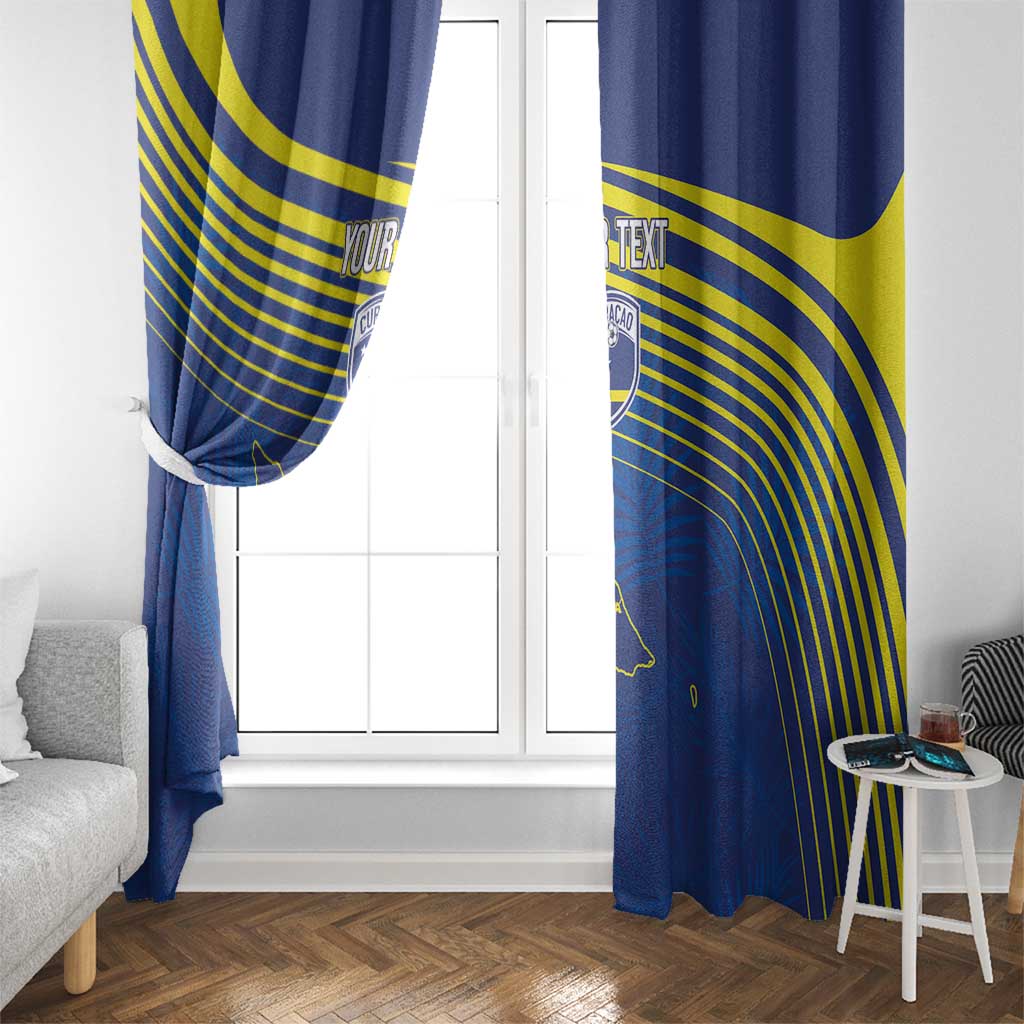 Curacao Football Custom Korsou Blue Wave Window Curtain Making History - Wonder Print Shop