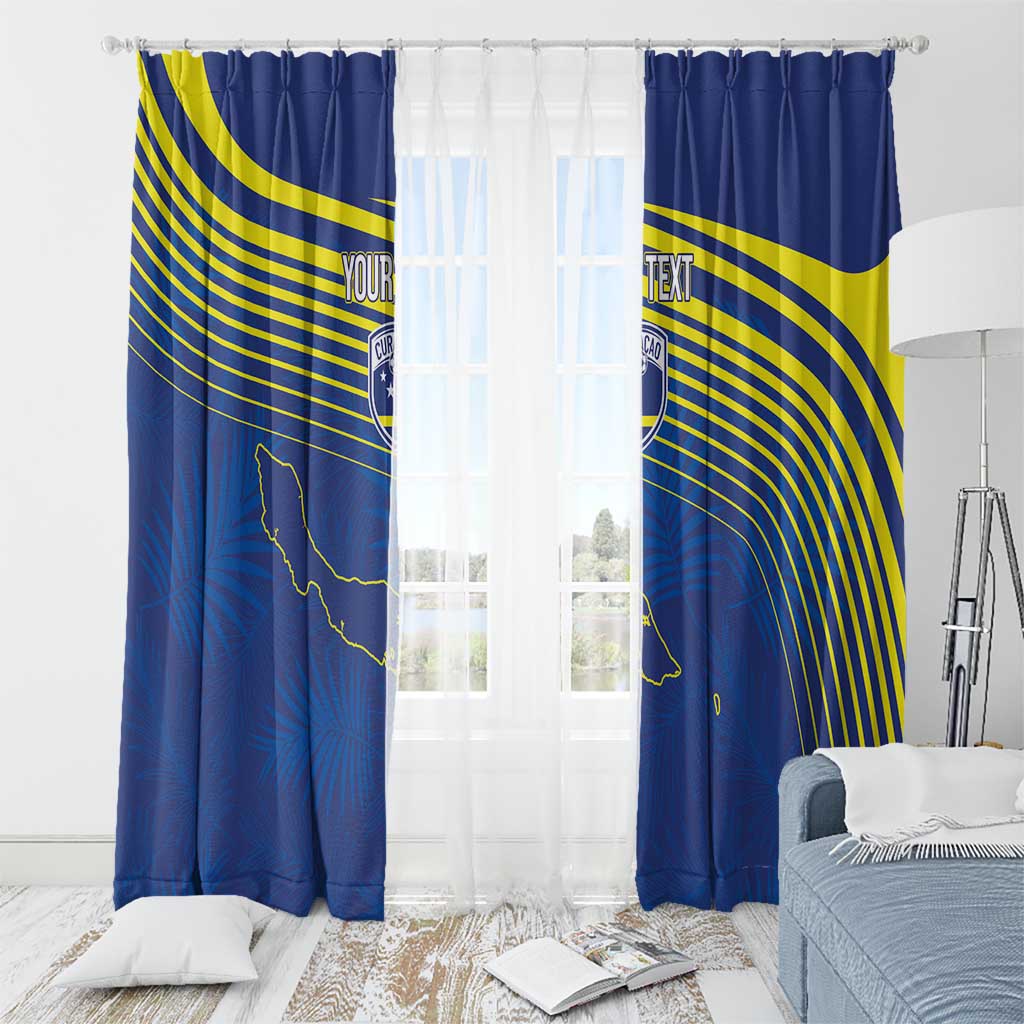 Curacao Football Custom Korsou Blue Wave Window Curtain Making History - Wonder Print Shop