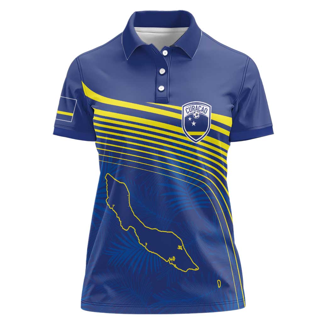 Curacao Football Custom Korsou Blue Wave Women Polo Shirt Making History - Wonder Print Shop