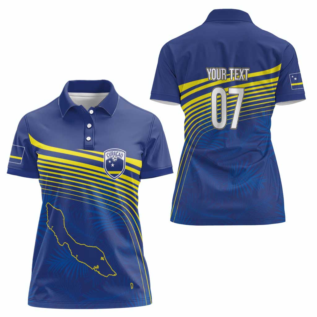 Curacao Football Custom Korsou Blue Wave Women Polo Shirt Making History - Wonder Print Shop