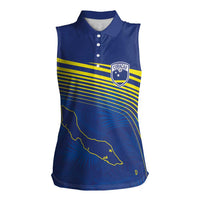 Curacao Football Custom Korsou Blue Wave Women Sleeveless Polo Shirt Making History - Wonder Print Shop