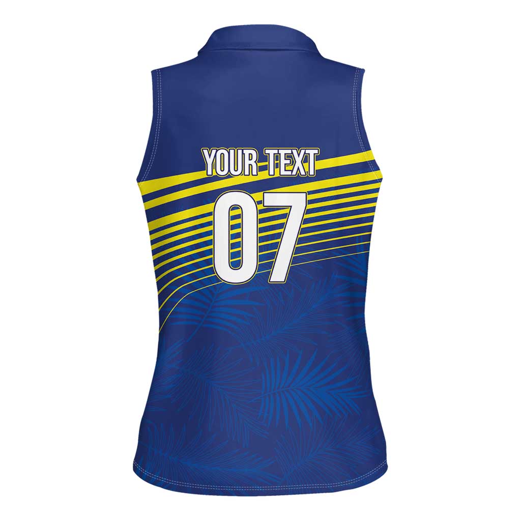 Curacao Football Custom Korsou Blue Wave Women Sleeveless Polo Shirt Making History - Wonder Print Shop