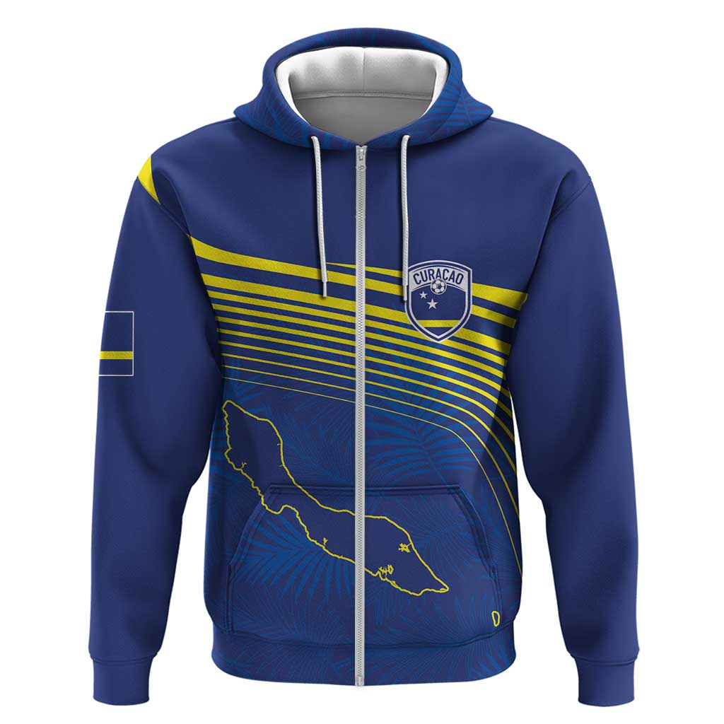 Curacao Football Custom Korsou Blue Wave Zip Hoodie Making History - Wonder Print Shop