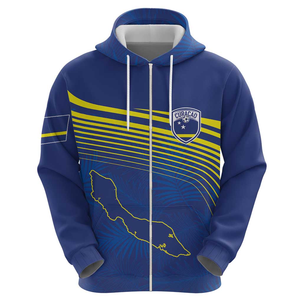 Curacao Football Custom Korsou Blue Wave Zip Hoodie Making History - Wonder Print Shop