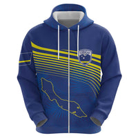 Curacao Football Custom Korsou Blue Wave Zip Hoodie Making History - Wonder Print Shop