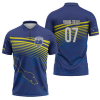 Curacao Football Custom Korsou Blue Wave Zipper Polo Shirt Making History - Wonder Print Shop
