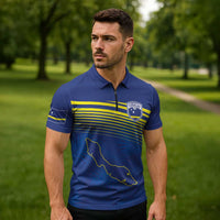 Curacao Football Custom Korsou Blue Wave Zipper Polo Shirt Making History - Wonder Print Shop