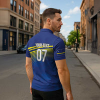 Curacao Football Custom Korsou Blue Wave Zipper Polo Shirt Making History - Wonder Print Shop