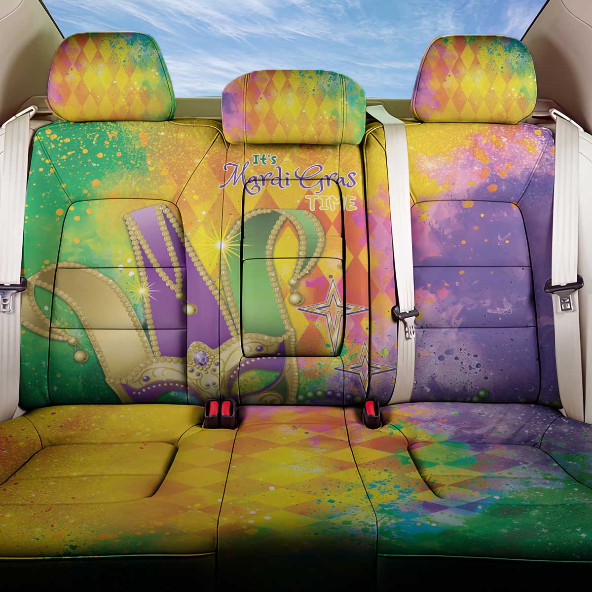 Mardi Gras Back Car Seat Cover Watercolor Mix - Carnival Bling LT7 - Wonder Print Shop