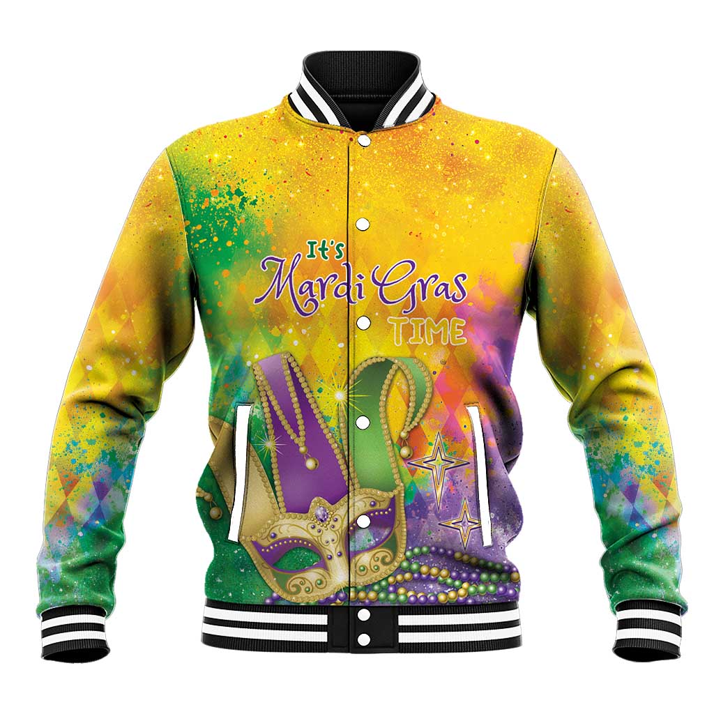 Mardi Gras Baseball Jacket Watercolor Mix - Carnival Bling LT7 - Wonder Print Shop