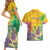 Mardi Gras Couples Matching Short Sleeve Bodycon Dress and Hawaiian Shirt Watercolor Mix - Carnival Bling LT7 - Wonder Print Shop