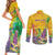 Mardi Gras Couples Matching Short Sleeve Bodycon Dress and Long Sleeve Button Shirt Watercolor Mix - Carnival Bling LT7 - Wonder Print Shop
