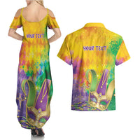 Mardi Gras Couples Matching Summer Maxi Dress and Hawaiian Shirt Watercolor Mix - Carnival Bling LT7 - Wonder Print Shop