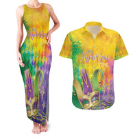 Mardi Gras Couples Matching Tank Maxi Dress and Hawaiian Shirt Watercolor Mix - Carnival Bling LT7 - Wonder Print Shop