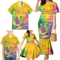 Mardi Gras Family Matching Mermaid Dress and Hawaiian Shirt Watercolor Mix - Carnival Bling LT7 - Wonder Print Shop