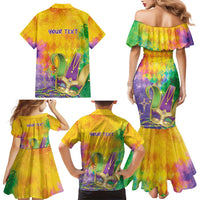 Mardi Gras Family Matching Mermaid Dress and Hawaiian Shirt Watercolor Mix - Carnival Bling LT7 - Wonder Print Shop