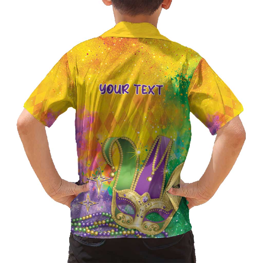Mardi Gras Family Matching Off Shoulder Short Dress and Hawaiian Shirt Watercolor Mix - Carnival Bling LT7 - Wonder Print Shop