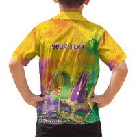 Mardi Gras Family Matching Off Shoulder Short Dress and Hawaiian Shirt Watercolor Mix - Carnival Bling LT7 - Wonder Print Shop