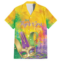 Mardi Gras Family Matching Off Shoulder Short Dress and Hawaiian Shirt Watercolor Mix - Carnival Bling LT7 - Wonder Print Shop