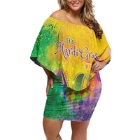 Mardi Gras Family Matching Off Shoulder Short Dress and Hawaiian Shirt Watercolor Mix - Carnival Bling LT7 - Wonder Print Shop