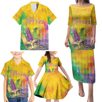Mardi Gras Family Matching Puletasi and Hawaiian Shirt Watercolor Mix - Carnival Bling - Wonder Print Shop