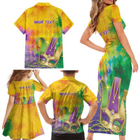 Mardi Gras Family Matching Short Sleeve Bodycon Dress and Hawaiian Shirt Watercolor Mix - Carnival Bling - Wonder Print Shop