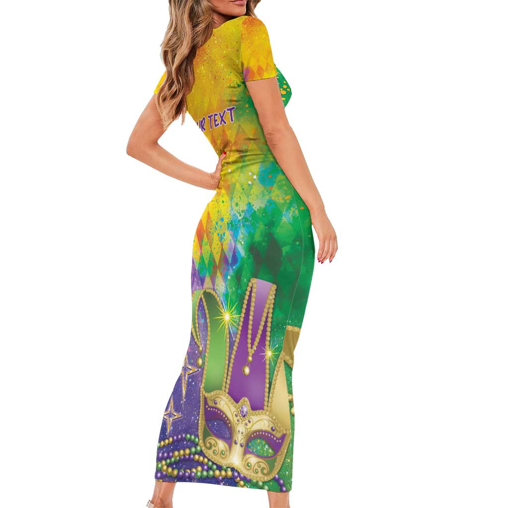 Mardi Gras Family Matching Short Sleeve Bodycon Dress and Hawaiian Shirt Watercolor Mix - Carnival Bling - Wonder Print Shop
