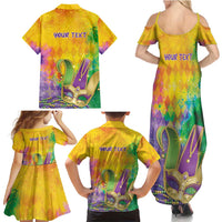 Mardi Gras Family Matching Summer Maxi Dress and Hawaiian Shirt Watercolor Mix - Carnival Bling - Wonder Print Shop