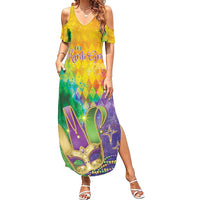 Mardi Gras Family Matching Summer Maxi Dress and Hawaiian Shirt Watercolor Mix - Carnival Bling - Wonder Print Shop