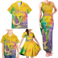 Mardi Gras Family Matching Tank Maxi Dress and Hawaiian Shirt Watercolor Mix - Carnival Bling - Wonder Print Shop