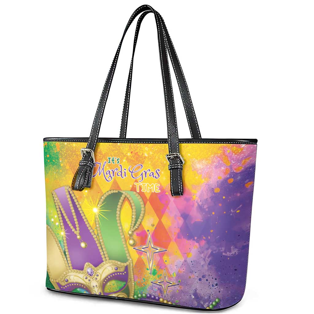 Mardi Gras Leather Tote Bag Watercolor Mix - Carnival Bling - Wonder Print Shop