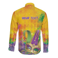 Mardi Gras Long Sleeve Button Shirt Watercolor Mix - Carnival Bling - Wonder Print Shop
