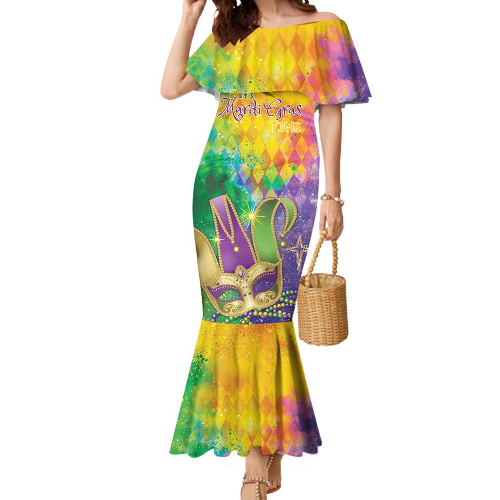 Mardi Gras Mermaid Dress Watercolor Mix - Carnival Bling - Wonder Print Shop