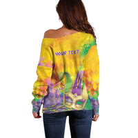 Mardi Gras Off Shoulder Sweater Watercolor Mix - Carnival Bling - Wonder Print Shop