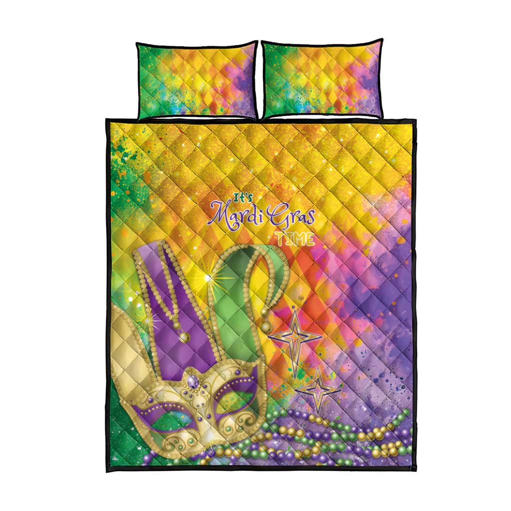 Mardi Gras Quilt Bed Set Watercolor Mix - Carnival Bling - Wonder Print Shop