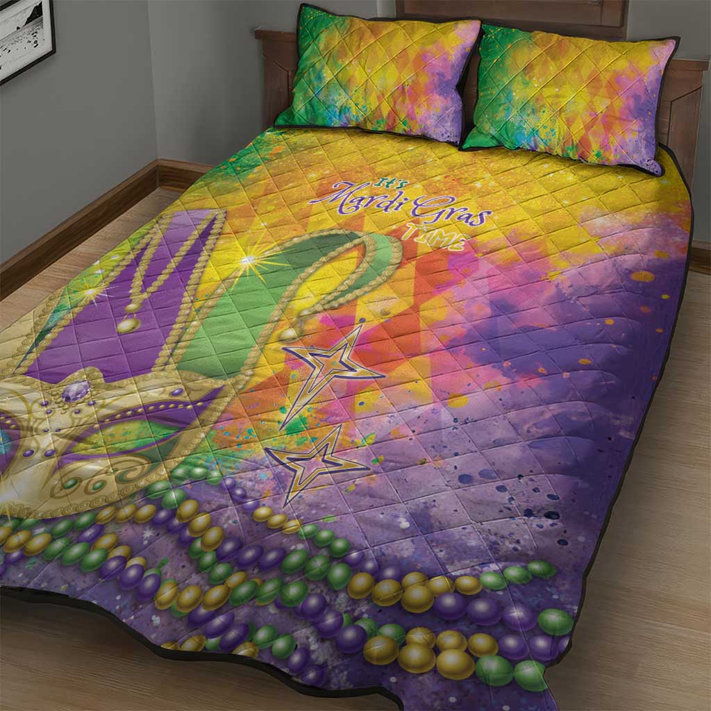 Mardi Gras Quilt Bed Set Watercolor Mix - Carnival Bling - Wonder Print Shop