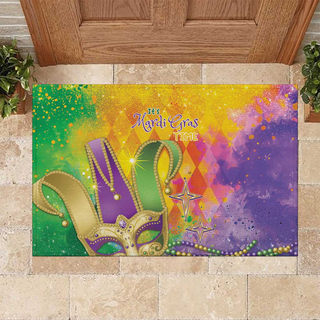 Mardi Gras Rubber Doormat Watercolor Mix - Carnival Bling - Wonder Print Shop