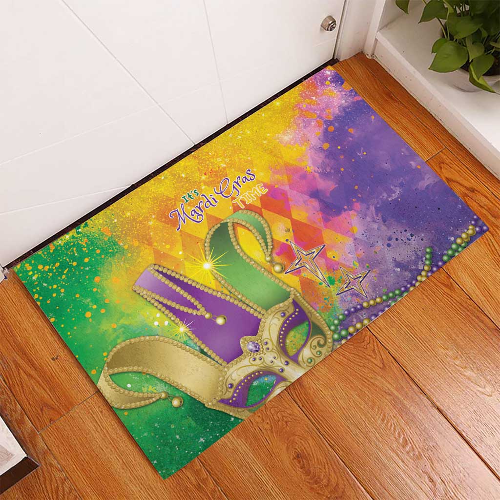 Mardi Gras Rubber Doormat Watercolor Mix - Carnival Bling - Wonder Print Shop