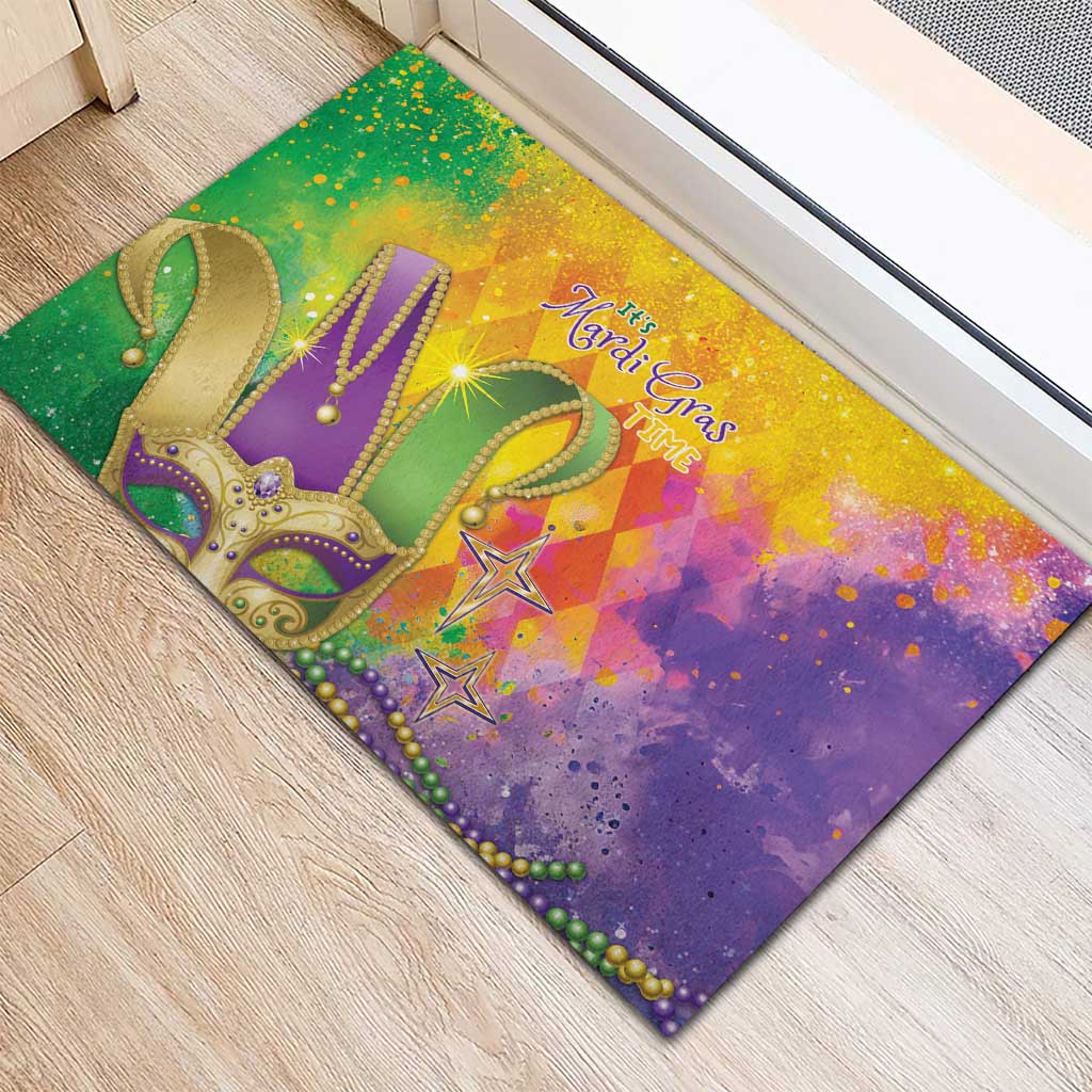 Mardi Gras Rubber Doormat Watercolor Mix - Carnival Bling - Wonder Print Shop
