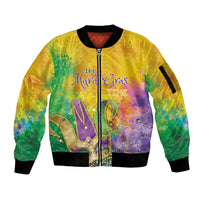 Mardi Gras Sleeve Zip Bomber Jacket Watercolor Mix - Carnival Bling - Wonder Print Shop