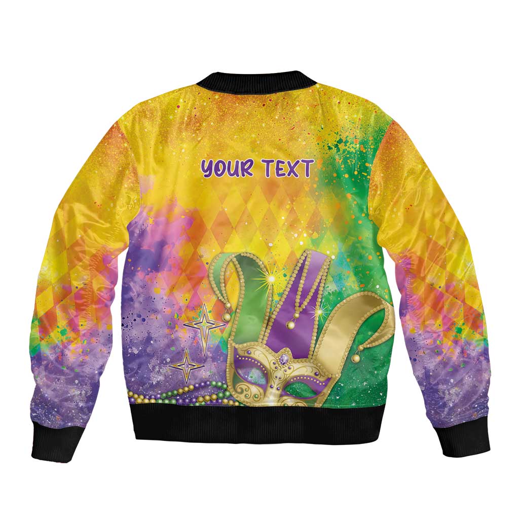 Mardi Gras Sleeve Zip Bomber Jacket Watercolor Mix - Carnival Bling - Wonder Print Shop