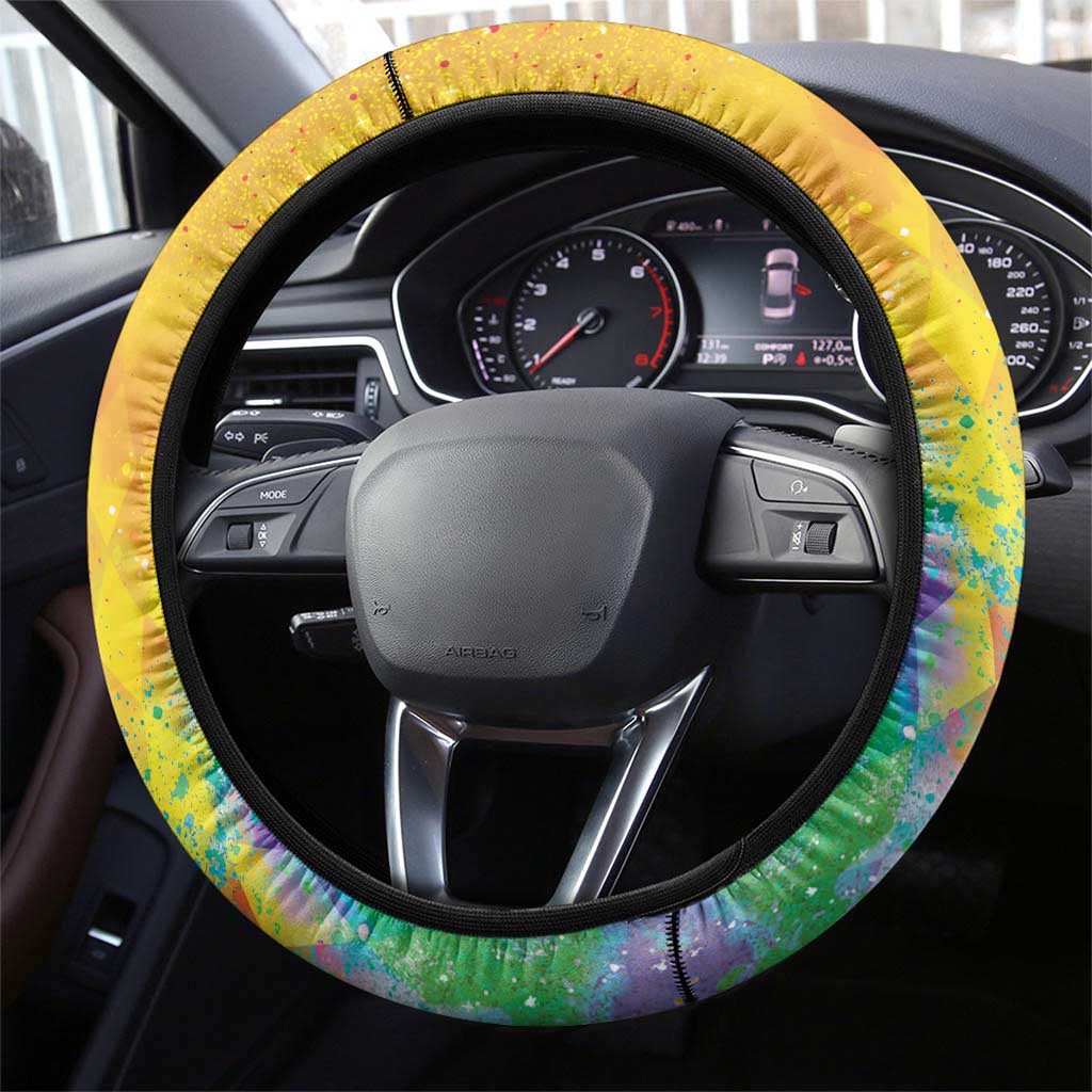 Mardi Gras Steering Wheel Cover Watercolor Mix - Carnival Bling - Wonder Print Shop